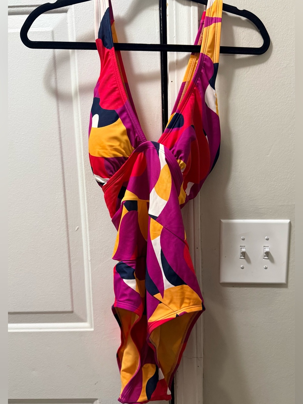 Adore Me Multicolor Abstract One-Piece Swimsuit - Magenta, Yellow, Navy. Size 0X